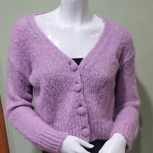 Maje Lilac Button-Up Cardigan